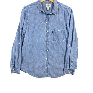 Levi's Womens Denim Classic Western Button Down Shirt Size Large